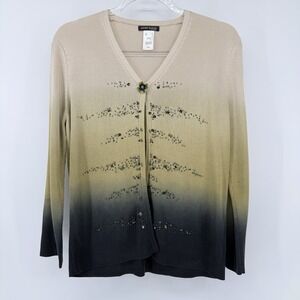 Anne Klein 100% Silk Cream Green Cardigan Medium Fairy Grunge Whimsigoth Goblin